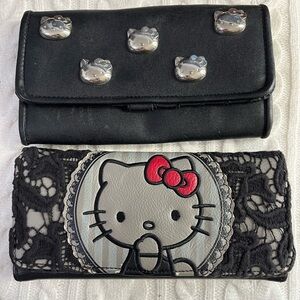 2 Rare Loungefly Hello Kitty wallets Goth Punk Rockabilly Lace Studs